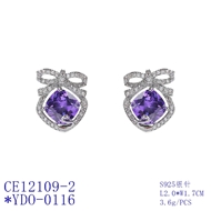 Picture of Great Cubic Zirconia Platinum Plated Dangle Earrings