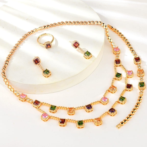 Picture of New Cubic Zirconia Copper or Brass 4 Piece Jewelry Set