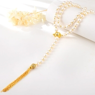 Picture of Good fresh water pearl Gold Plated Long Chain Necklace