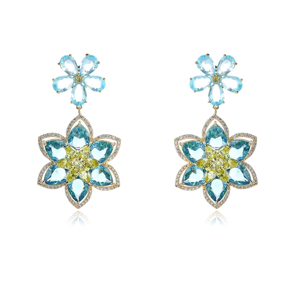 Picture of Beautiful Cubic Zirconia Flower Dangle Earrings