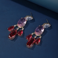 Picture of Irresistible Pink Cubic Zirconia Dangle Earrings with Easy Return