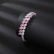 Picture of Reasonably Priced Platinum Plated Pink Fashion Bracelet with Low Cost