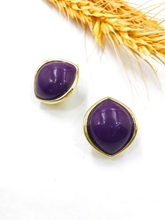 Show details for Great Value Purple Resin Clip On Earrings in Exclusive Design