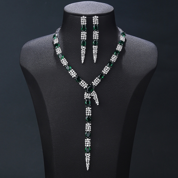 Picture of Unique Cubic Zirconia Colorful 2 Piece Jewelry Set