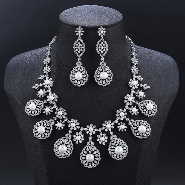 Picture of Staple Cubic Zirconia Simple 2 Piece Jewelry Set