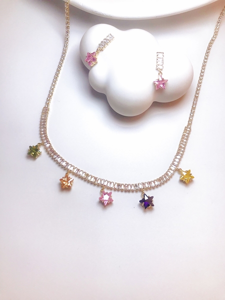 Picture of Origninal Cubic Zirconia Colorful 2 Piece Jewelry Set